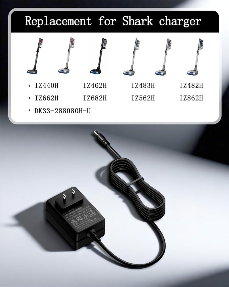 PUIMIT 28.8V Charger for Shark Vertex DK33-288080H-U IZ462H IZ440H IZ441HBRN IZ482H IZ483H IZ662H IZ682H Lightweight Cordless Stick Vacuum Power Cord Replacement 6.5Ft - Image 2